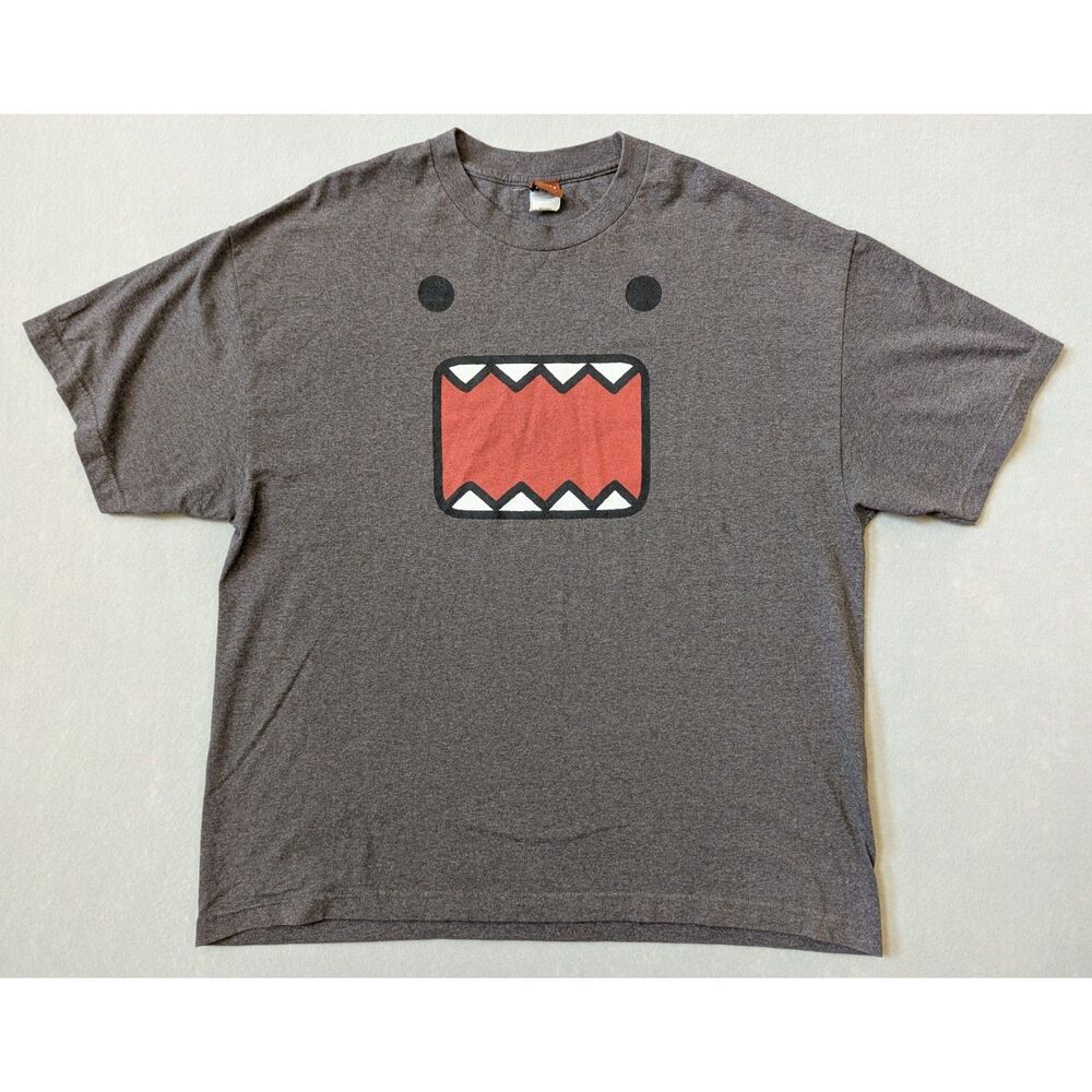 Vintage Y2K Domo Kun Big Face Graphic Tee Scenecore Brown 2XL